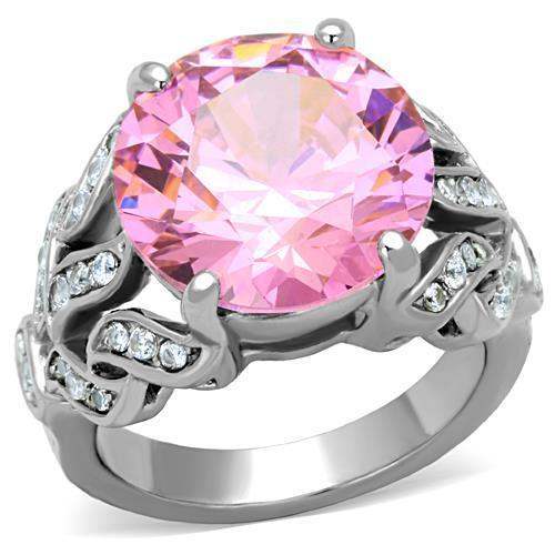 TK1512 - High polished (no plating) Stainless Steel Ring with AAA Grade CZ in Rose - Alamode - Flyclothing LLC