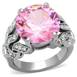 TK1512 - High polished (no plating) Stainless Steel Ring with AAA Grade CZ  in Rose - Alamode