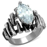 TK1516 - High polished (no plating) Stainless Steel Ring with AAA Grade CZ  in Clear - Alamode