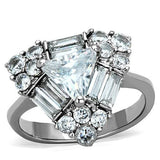 TK1527 - High polished (no plating) Stainless Steel Ring with AAA Grade CZ  in Clear