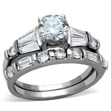 TK1535 - High polished (no plating) Stainless Steel Ring with AAA Grade CZ in Clear - Alamode - Flyclothing LLC