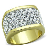TK1545 - Two-Tone IP Gold (Ion Plating) Stainless Steel Ring with Top Grade Crystal  in Clear - Alamode