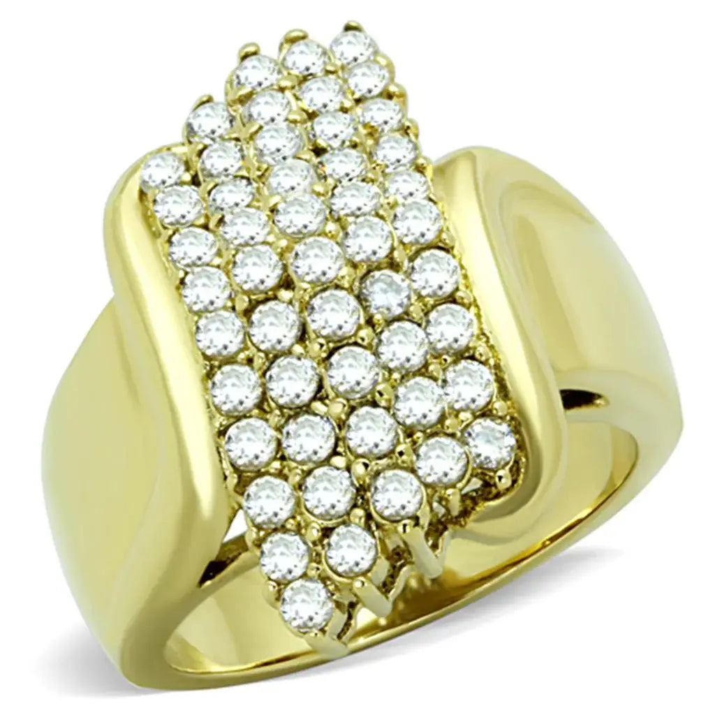 TK1554 - IP Gold(Ion Plating) Stainless Steel Ring with AAA Grade CZ in Clear - Alamode - Flyclothing LLC