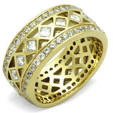TK1558 - IP Gold(Ion Plating) Stainless Steel Ring with AAA Grade CZ  in Clear - Alamode