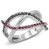 TK156 - High polished (no plating) Stainless Steel Ring with Top Grade Crystal  in Multi Color - Alamode