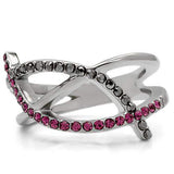 TK156 - High polished (no plating) Stainless Steel Ring with Top Grade Crystal in Multi Color - Alamode - Flyclothing LLC