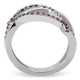 TK156 - High polished (no plating) Stainless Steel Ring with Top Grade Crystal  in Multi Color - Alamode