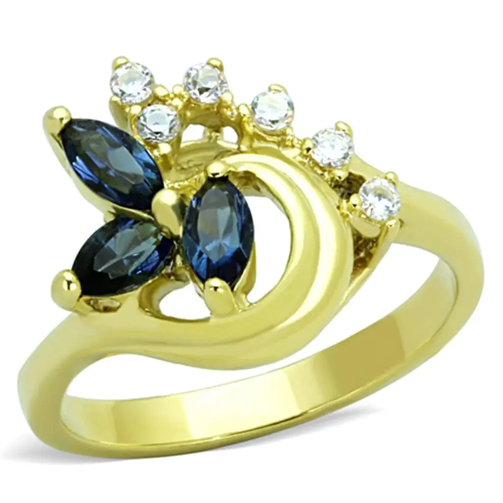 TK1571 - IP Gold(Ion Plating) Stainless Steel Ring with Top Grade Crystal in Montana - Alamode - Flyclothing LLC