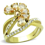 TK1574 - IP Gold(Ion Plating) Stainless Steel Ring with AAA Grade CZ in Champagne - Alamode - Flyclothing LLC