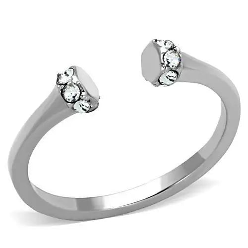 TK1580 - High polished (no plating) Stainless Steel Ring with Top Grade Crystal in Clear - Alamode - Flyclothing LLC