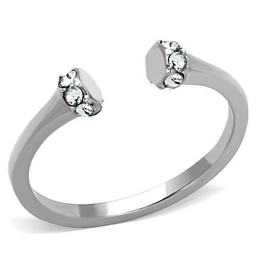 TK1580 - High polished (no plating) Stainless Steel Ring with Top Grade Crystal  in Clear - Alamode
