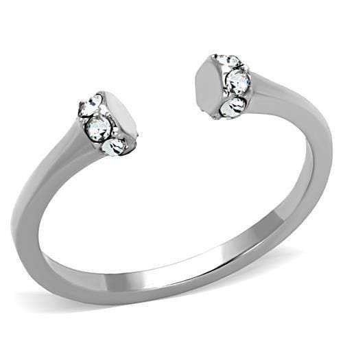 TK1580 - High polished (no plating) Stainless Steel Ring with Top Grade Crystal in Clear - Alamode - Flyclothing LLC