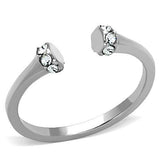 TK1580 - High polished (no plating) Stainless Steel Ring with Top Grade Crystal  in Clear - Alamode