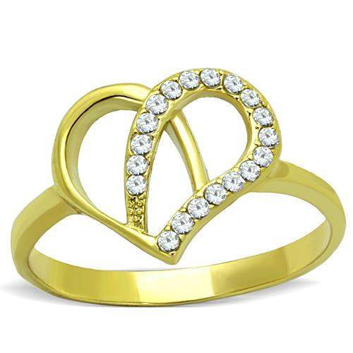 TK1586 - IP Gold(Ion Plating) Stainless Steel Ring with AAA Grade CZ in Clear - Alamode - Flyclothing LLC