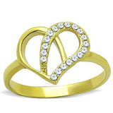 TK1586 - IP Gold(Ion Plating) Stainless Steel Ring with AAA Grade CZ  in Clear - Alamode
