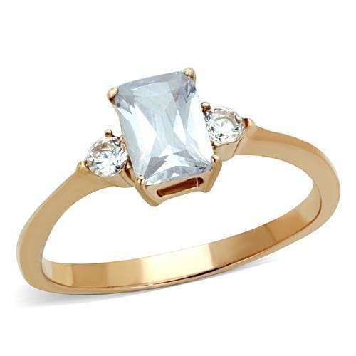 TK1589 - IP Rose Gold(Ion Plating) Stainless Steel Ring with AAA Grade CZ  in Clear - Alamode