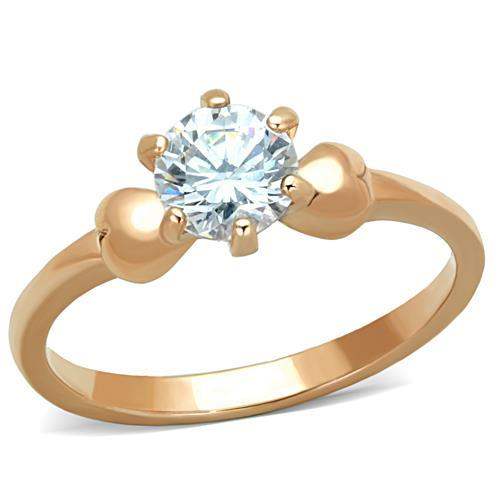 TK1596 - IP Rose Gold(Ion Plating) Stainless Steel Ring with AAA Grade CZ in Clear - Alamode - Flyclothing LLC