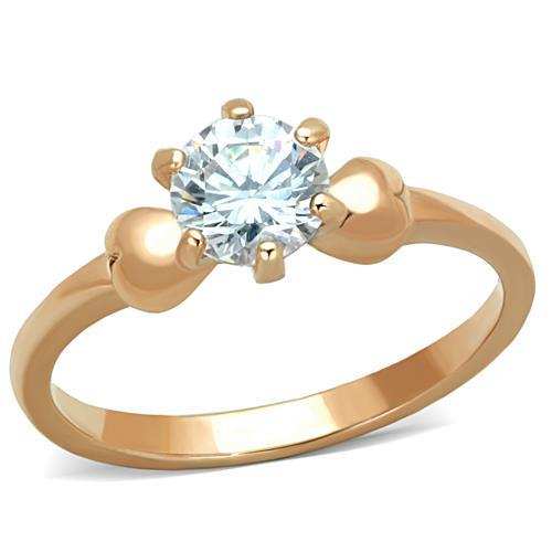 TK1596 - IP Rose Gold(Ion Plating) Stainless Steel Ring with AAA Grade CZ in Clear - Alamode - Flyclothing LLC