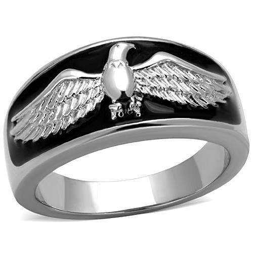 TK1597 - High polished (no plating) Stainless Steel Ring with Epoxy in Jet - Alamode - Flyclothing LLC