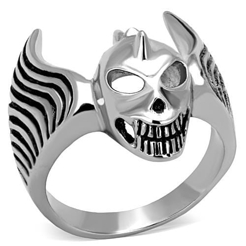 TK1599 - High polished (no plating) Stainless Steel Ring with Epoxy  in Jet - Alamode