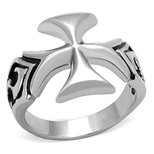 TK1602 - High polished (no plating) Stainless Steel Ring with Epoxy  in Jet - Alamode