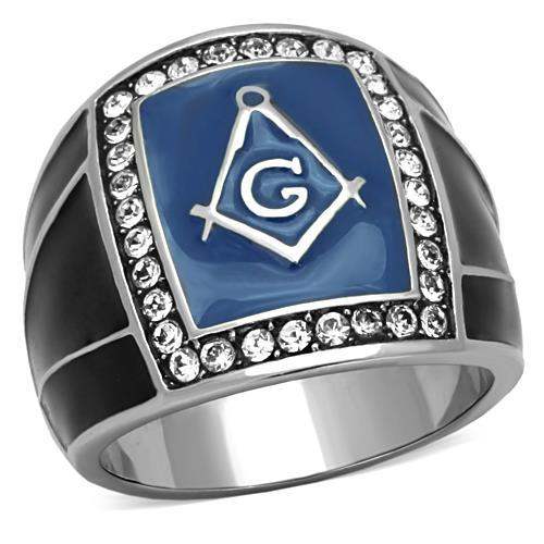 TK1612 - High polished (no plating) Stainless Steel Ring with Top Grade Crystal in Clear - Alamode - Flyclothing LLC