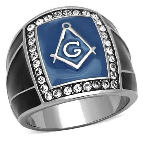 TK1612 - High polished (no plating) Stainless Steel Ring with Top Grade Crystal in Clear - Alamode - Flyclothing LLC