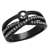 TK1620 - IP Black(Ion Plating) Stainless Steel Ring with Top Grade Crystal  in Hematite - Alamode