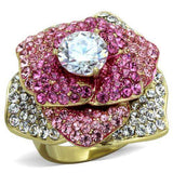 TK1624 - IP Gold(Ion Plating) Stainless Steel Ring with AAA Grade CZ in Clear - Alamode - Flyclothing LLC