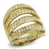 TK1637 - IP Gold(Ion Plating) Stainless Steel Ring with Top Grade Crystal  in Light Peach - Alamode