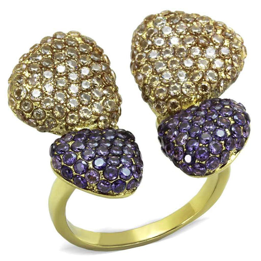 TK1639 - IP Gold(Ion Plating) Stainless Steel Ring with AAA Grade CZ in Multi Color - Alamode - Flyclothing LLC