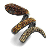 TK1641LJ - IP Light Black (IP Gun) Stainless Steel Ring with Top Grade Crystal in Multi Color - Alamode - Flyclothing LLC