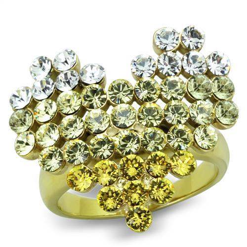 TK1642 - IP Gold(Ion Plating) Stainless Steel Ring with Top Grade Crystal in Multi Color - Alamode - Flyclothing LLC