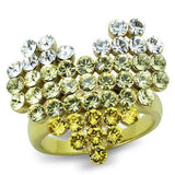 TK1642 - IP Gold(Ion Plating) Stainless Steel Ring with Top Grade Crystal in Multi Color - Alamode - Flyclothing LLC