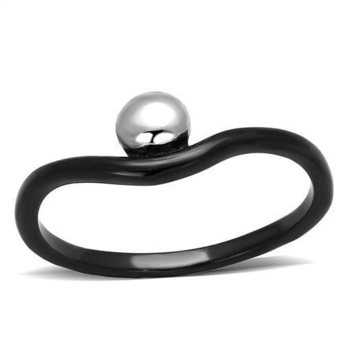 TK1645 - Two-Tone IP Black Stainless Steel Ring with No Stone - Alamode