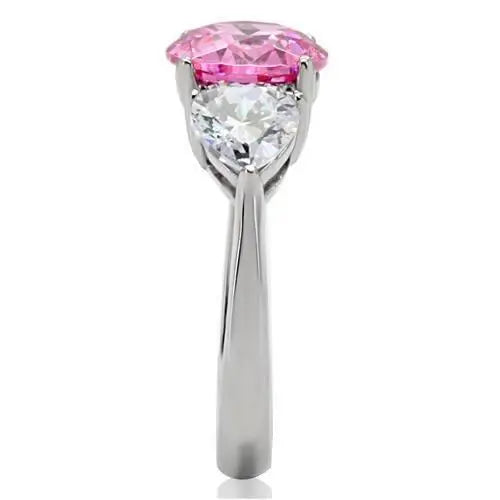 TK164 - High polished (no plating) Stainless Steel Ring with AAA Grade CZ in Rose - Alamode - Flyclothing LLC