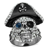 TK1659 - Two-Tone IP Black Stainless Steel Ring with Synthetic Synthetic Glass in Montana - Alamode - Flyclothing LLC