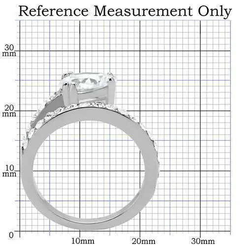 TK166 - High polished (no plating) Stainless Steel Ring with AAA Grade CZ in Clear - Alamode - Flyclothing LLC