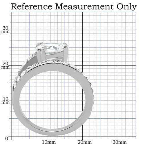 TK166 - High polished (no plating) Stainless Steel Ring with AAA Grade CZ in Clear - Alamode - Flyclothing LLC