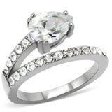 TK166 - High polished (no plating) Stainless Steel Ring with AAA Grade CZ in Clear - Alamode - Flyclothing LLC