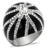 TK1679 - High polished (no plating) Stainless Steel Ring with Top Grade Crystal in Clear - Alamode - Flyclothing LLC