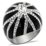 TK1679 - High polished (no plating) Stainless Steel Ring with Top Grade Crystal  in Clear - Alamode