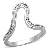 TK1680 - High polished (no plating) Stainless Steel Ring with AAA Grade CZ in Clear - Alamode - Flyclothing LLC