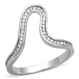 TK1680 - High polished (no plating) Stainless Steel Ring with AAA Grade CZ  in Clear - Alamode