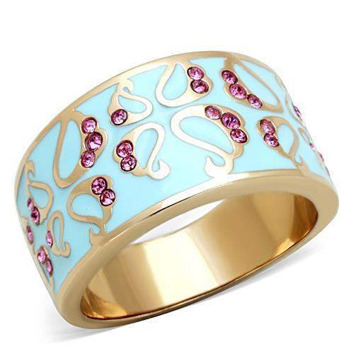 TK1689 - IP Rose Gold(Ion Plating) Stainless Steel Ring with Top Grade Crystal in Rose - Alamode - Flyclothing LLC