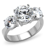 TK168 - High polished (no plating) Stainless Steel Ring with AAA Grade CZ  in Clear - Alamode