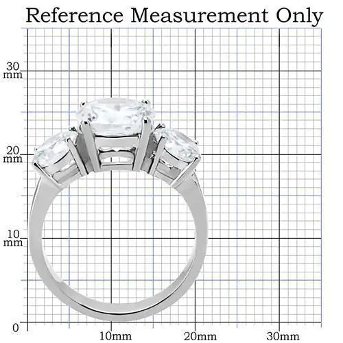 TK168 - High polished (no plating) Stainless Steel Ring with AAA Grade CZ in Clear - Alamode - Flyclothing LLC