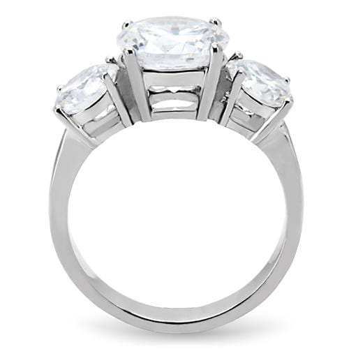 TK168 - High polished (no plating) Stainless Steel Ring with AAA Grade CZ in Clear - Alamode - Flyclothing LLC