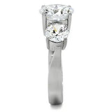 TK168 - High polished (no plating) Stainless Steel Ring with AAA Grade CZ in Clear - Alamode - Flyclothing LLC