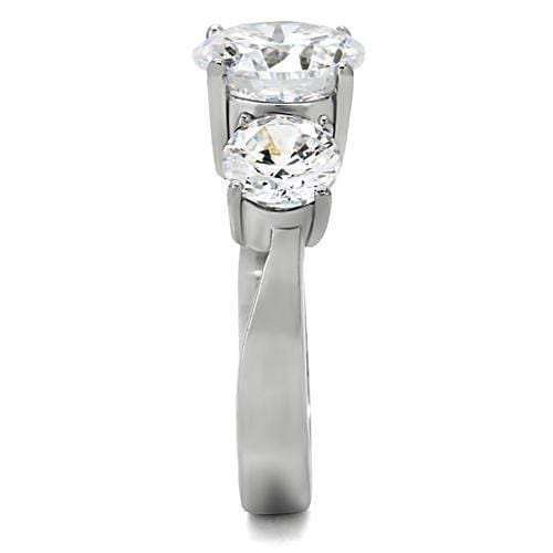 TK168 - High polished (no plating) Stainless Steel Ring with AAA Grade CZ in Clear - Alamode - Flyclothing LLC